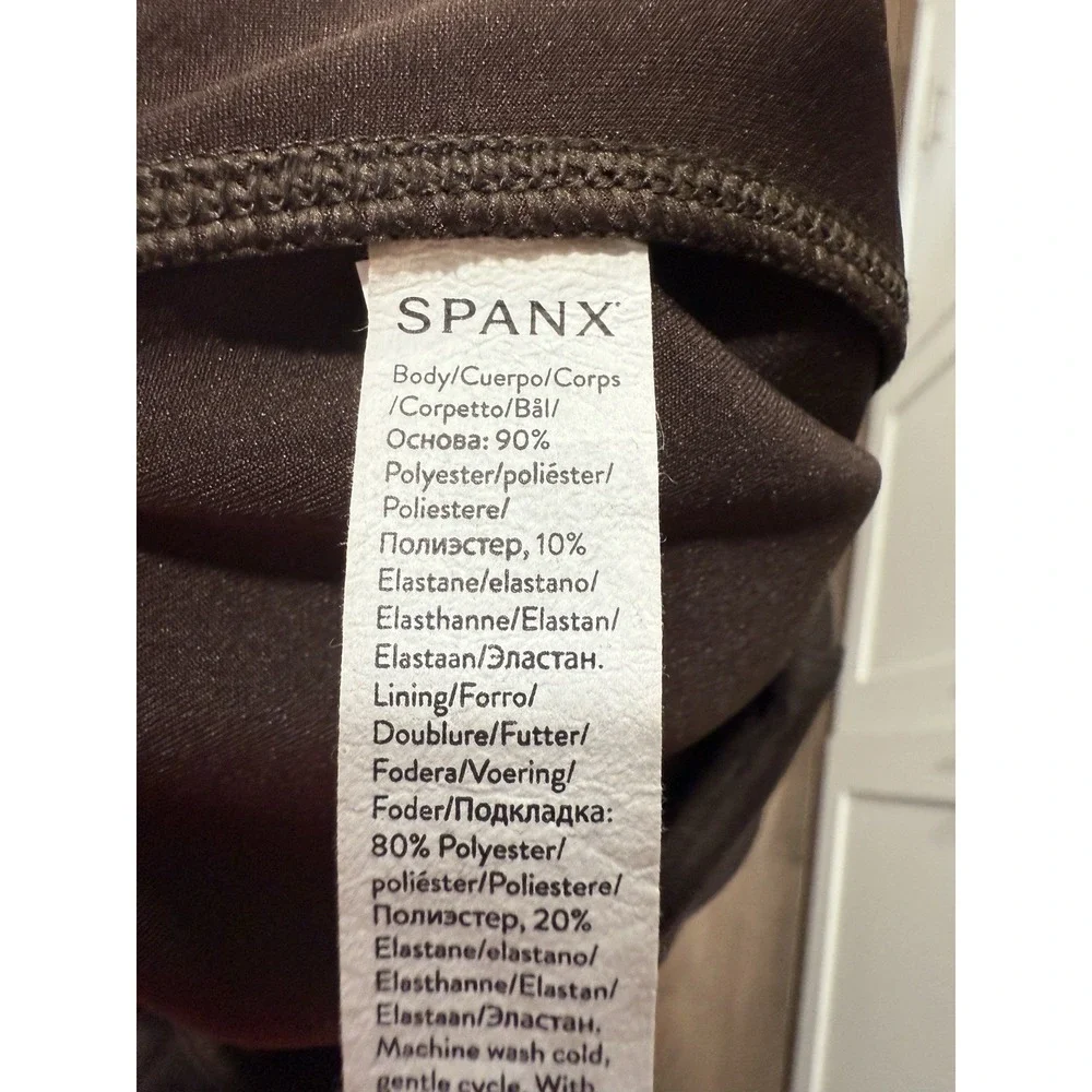 SPANX Faux Suede Leggings shapewear chocolate brown‎ pull on Medium